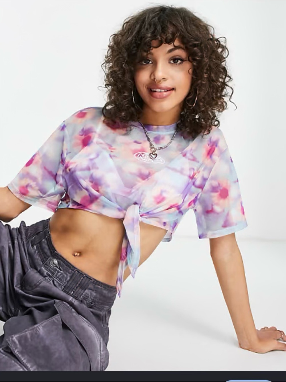Nike Y2K Cropped Tie Front Mesh ASOS Collab Sold Out Size M